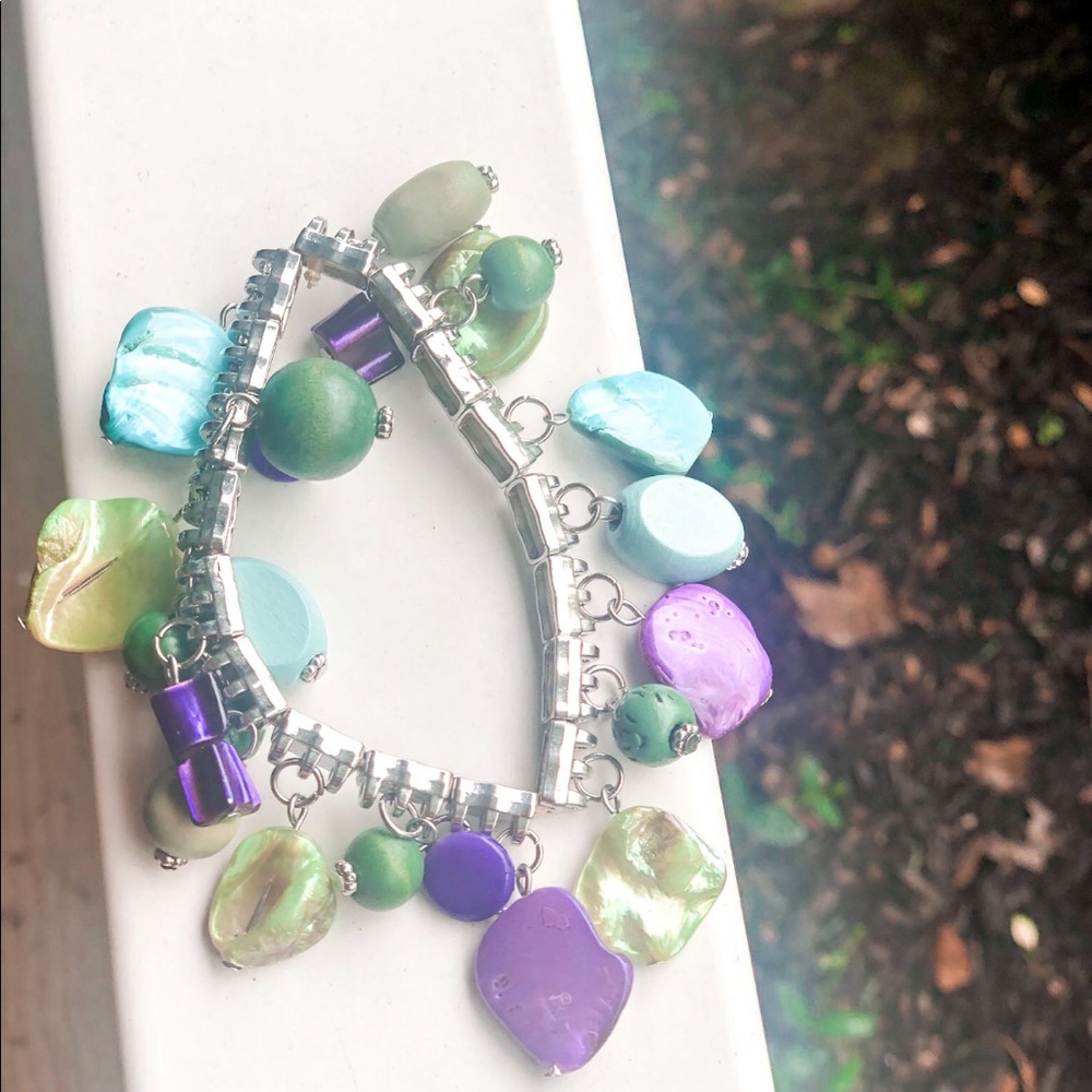 Green Blue and Purple Gemstone Bracelet
